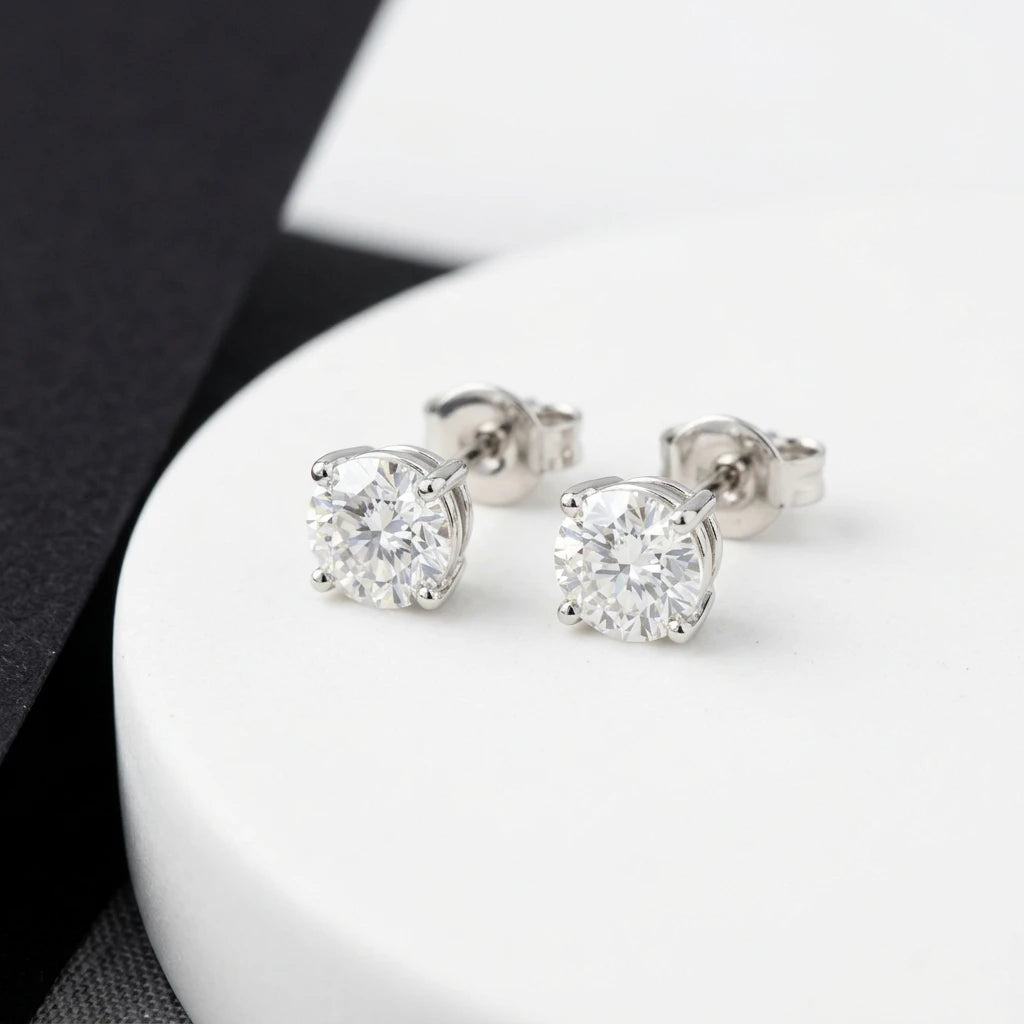 FARESHIN moissanite earrings collection with elegant white gold black gray tone