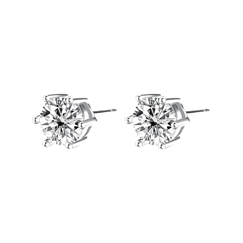 The Round Cut Star Stud Earrings (0.5ct Sterling Silver) - Model 3