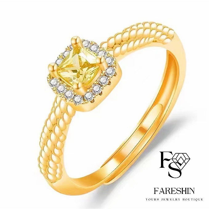 Round Cut Moissanite Square Ring — 0.5ct, D-color, VVS1, 18K Gold Vermeil