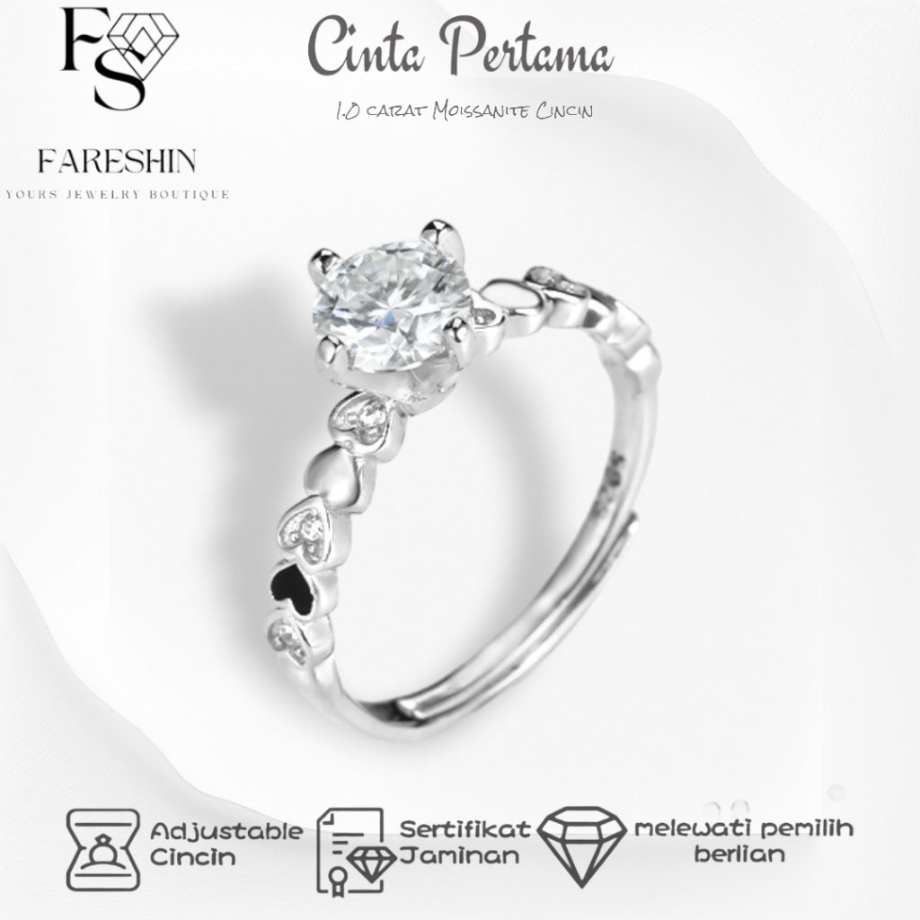 Round Cut Moissanite Heart Ring — 0.5ct, D-color, VVS1, 18K Gold Vermeil
