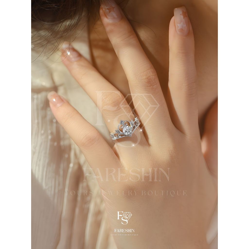 Round Cut Moissanite Princess Ring — 0.5ct, D-color, VVS1, 18K Gold Vermeil