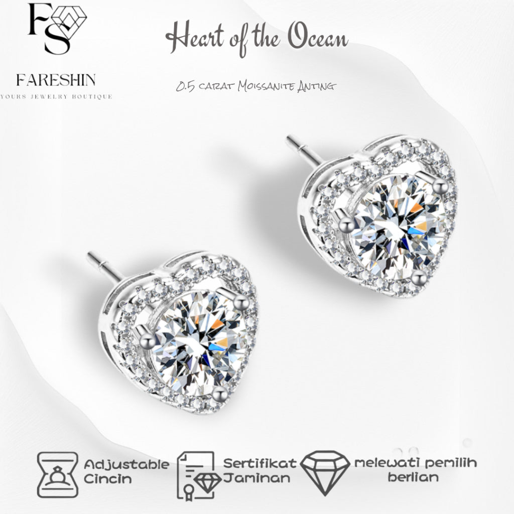 Round Cut Moissanite Heart Ring — 0.5ct, D-color, VVS1, 925 Sterling Silver