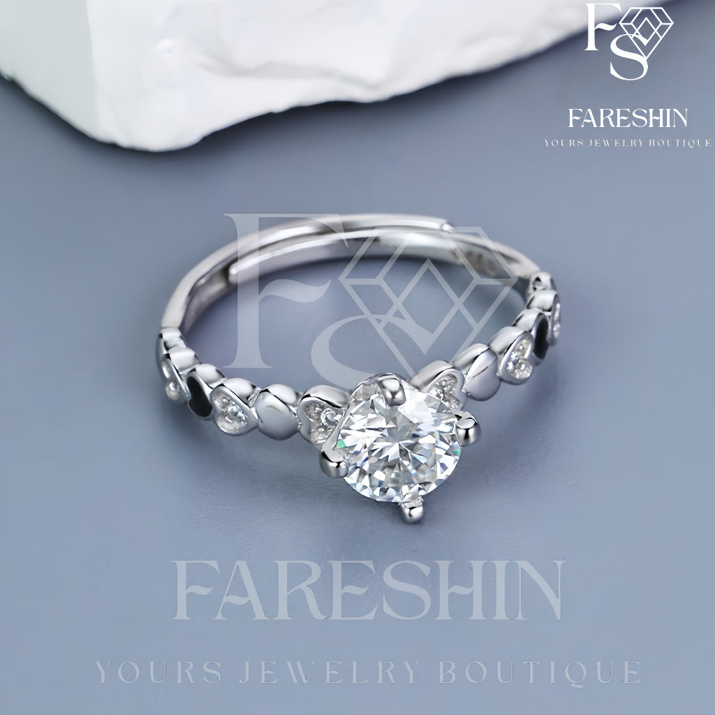Round Cut Moissanite Heart Ring — 0.5ct, D-color, VVS1, 18K Gold Vermeil