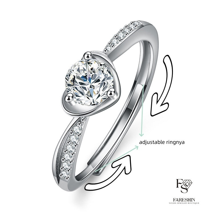 Round Cut Moissanite Heart Ring — 0.5ct, D-color, VVS1, 18K Gold Vermeil