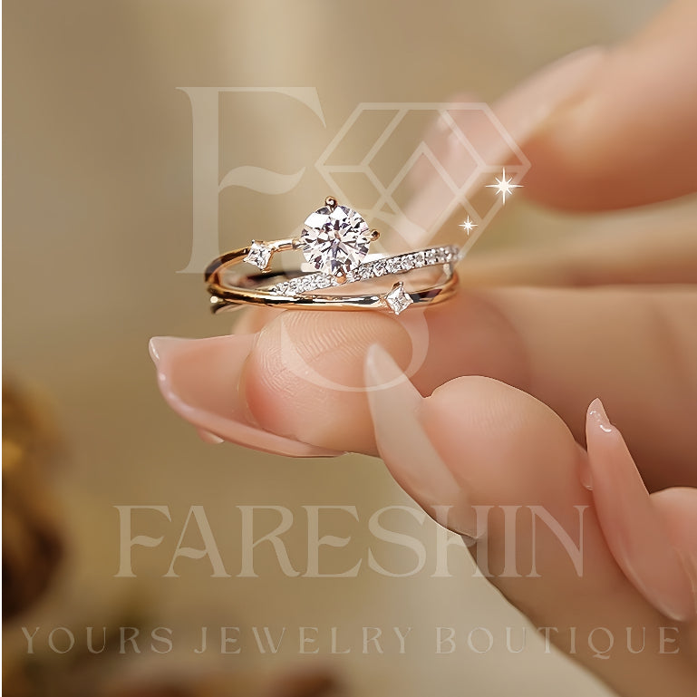 Round Cut Moissanite Heart Ring — 1.0ct, D-color, VVS1, 18K Gold Vermeil