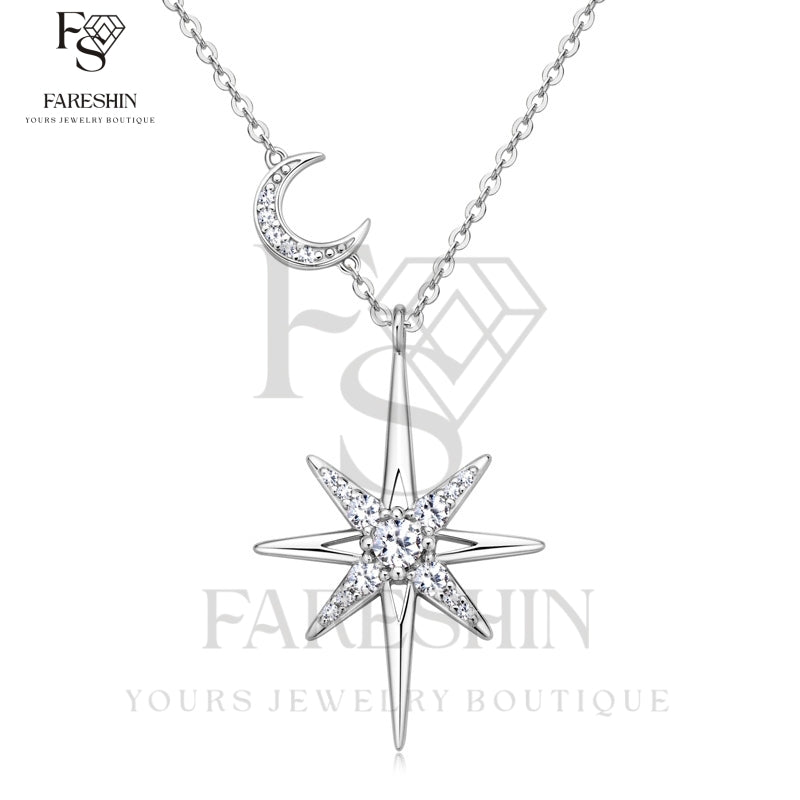 Round Cut Moissanite Classic Necklace — 0.28ct, D-color, VVS1, 925 Sterling Silver