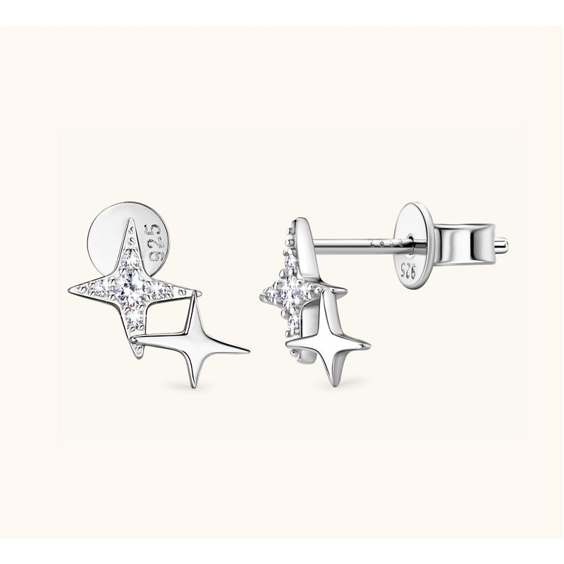 Round Cut Moissanite Star Ring — 2ct, D-color, VVS1, 925 Sterling Silver