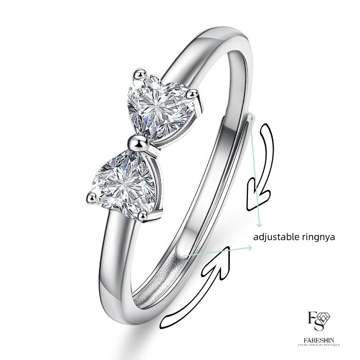 Round Cut Moissanite Heart Ring — 0.5ct, D-color, VVS1, 18K Gold Vermeil