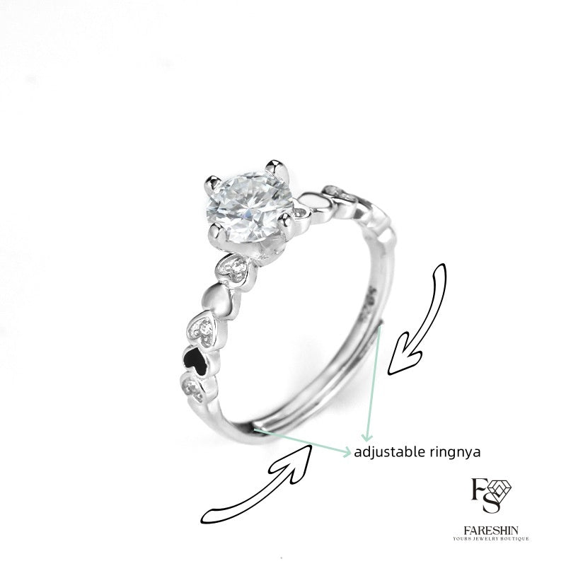 Round Cut Moissanite Heart Ring — 0.5ct, D-color, VVS1, 18K Gold Vermeil