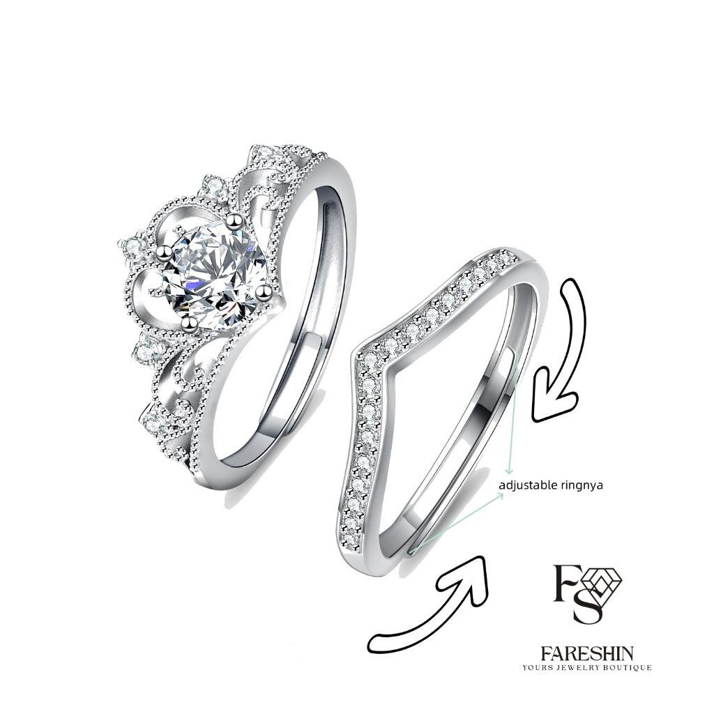 Fareshin Round Cut Princess - , D Color, Vvs1, Moissanite Ring - 0.5ct / 18K Gold Vermeil - additional product view | FARESHIN