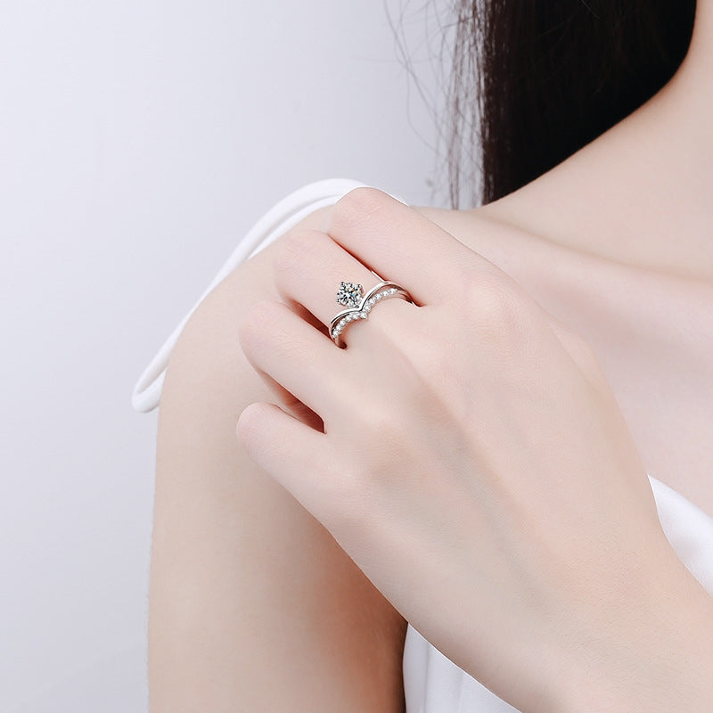 Round Cut Moissanite Heart Ring — 0.5ct, D-color, VVS1, 18K Gold Vermeil
