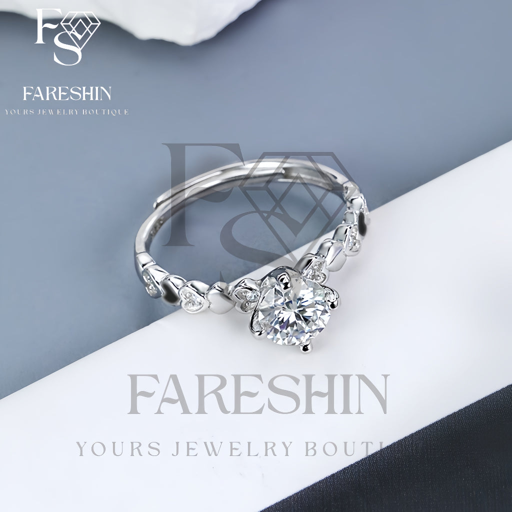 Round Cut Moissanite Heart Ring — 0.5ct, D-color, VVS1, 18K Gold Vermeil