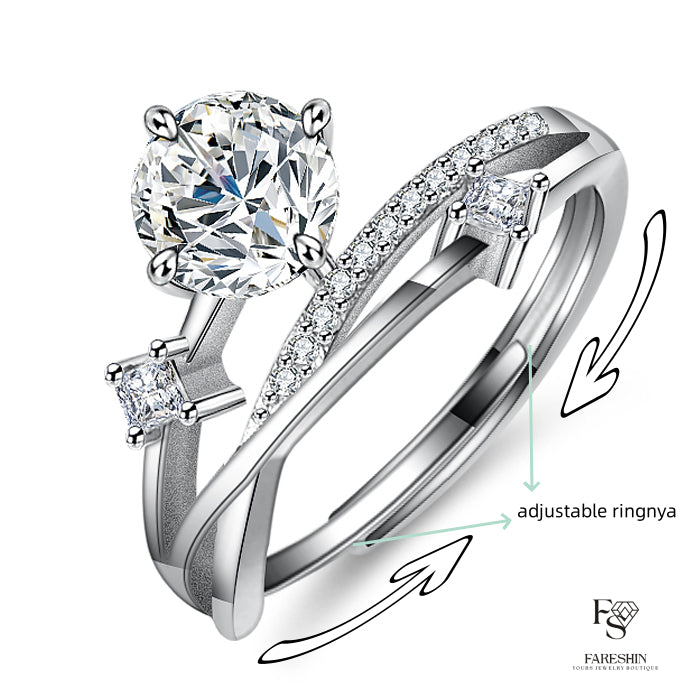 Round Cut Moissanite Heart Ring — 1.0ct, D-color, VVS1, 18K Gold Vermeil