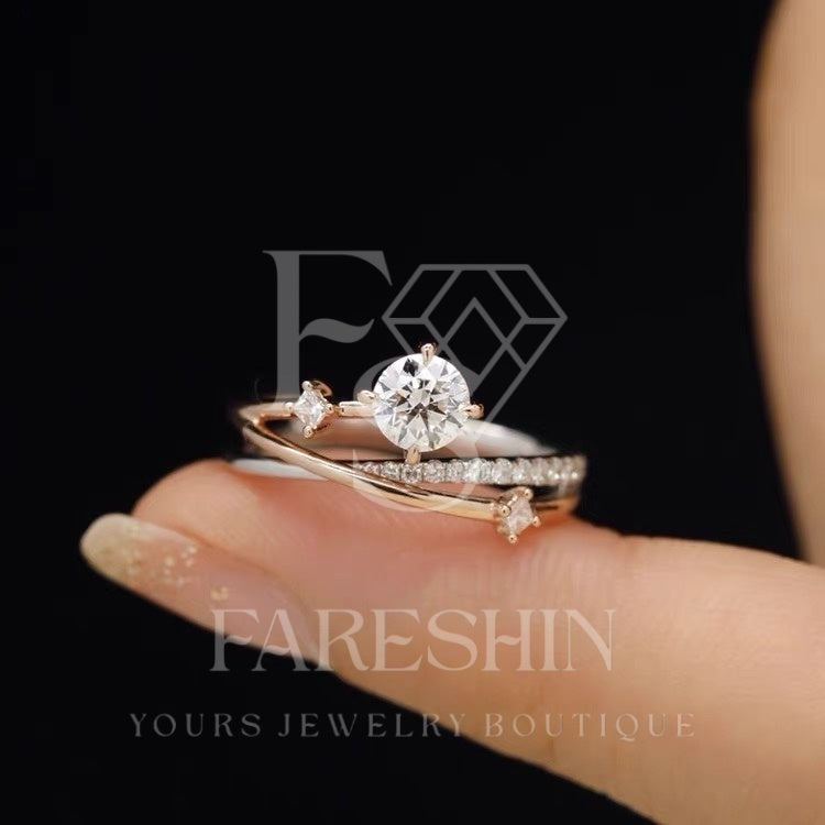 Round Cut Moissanite Heart Ring — 1.0ct, D-color, VVS1, 18K Gold Vermeil