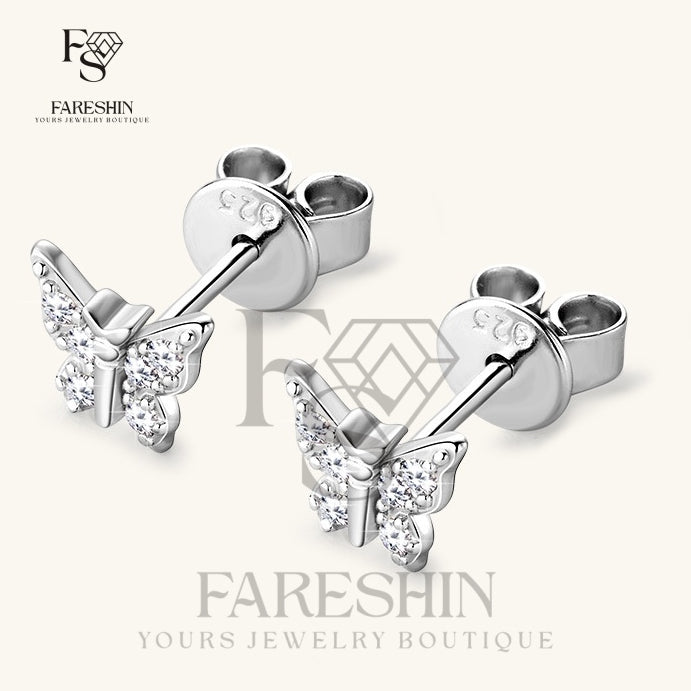 Round Cut Moissanite Butterfly Ring — 2ct, D-color, VVS1, 925 Sterling Silver