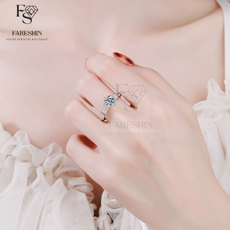 Round Cut Moissanite Classic Ring — 1.0ct, D-color, VVS1, 18K Gold Vermeil
