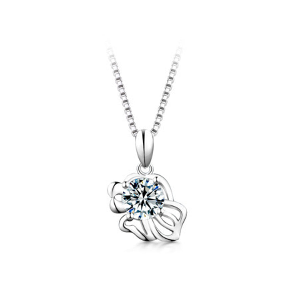Round Cut Moissanite Classic Necklace — 0.5ct, D-color, VVS1, 925 Sterling Silver
