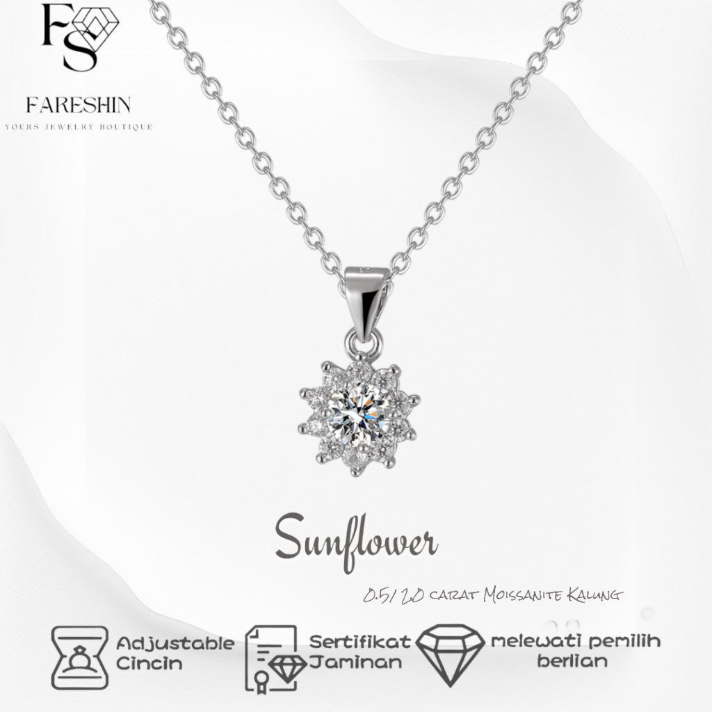Round Cut Moissanite Classic Necklace — 0.5ct, D-color, VVS1, 925 Sterling Silver