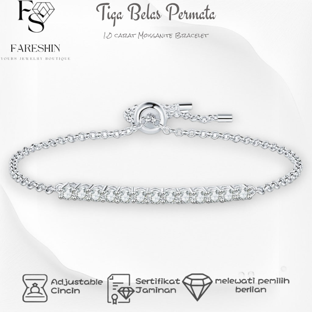 Round Cut Moissanite Classic Bracelet — 1.3ct, D-color, VVS1, 925 Sterling Silver