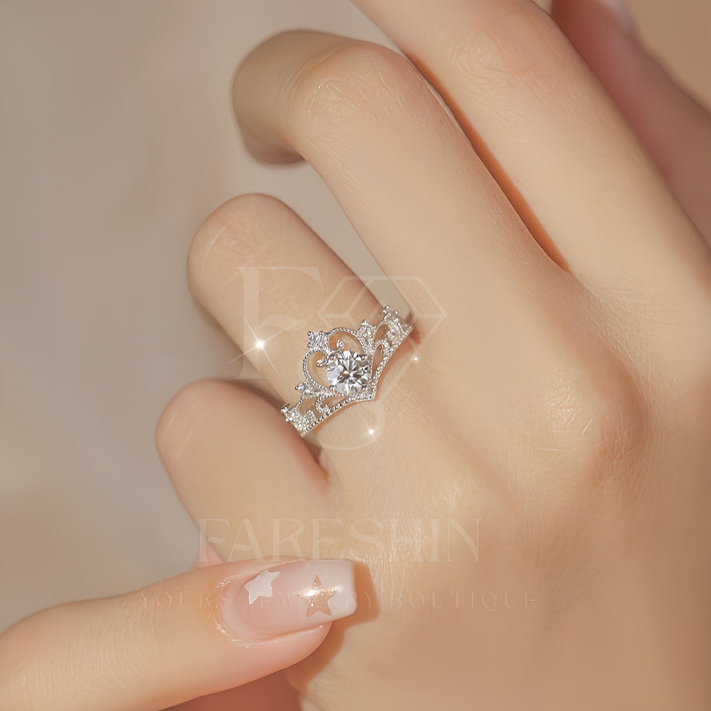 Round Cut Moissanite Princess Ring — 0.5ct, D-color, VVS1, 18K Gold Vermeil
