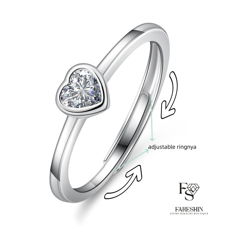 Fareshin Round Cut Heart - , D Color, Vvs1, Moissanite Ring - 0.5ct / 18K Gold Vermeil - additional product view | FARESHIN