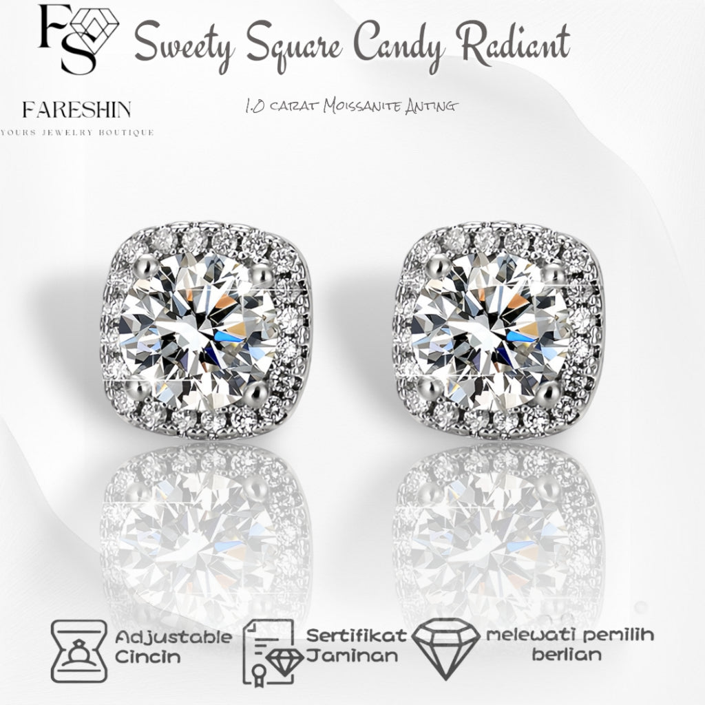 Round Cut Moissanite Square Ring — 0.5ct, D-color, VVS1, 925 Sterling Silver