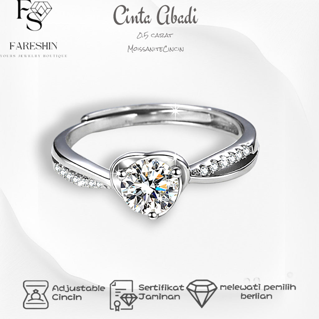 Round Cut Moissanite Heart Ring — 0.5ct, D-color, VVS1, 18K Gold Vermeil