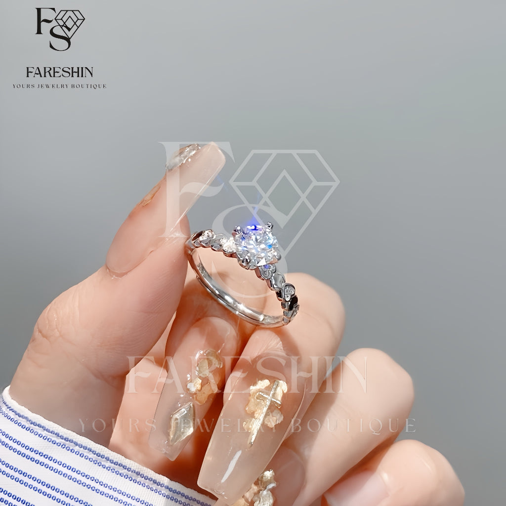 Round Cut Moissanite Heart Ring — 0.5ct, D-color, VVS1, 18K Gold Vermeil