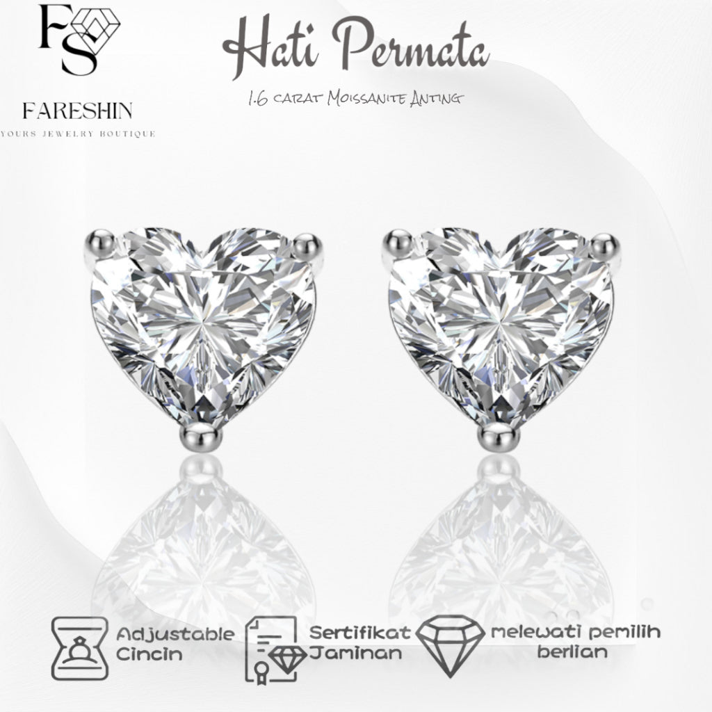 Round Cut Moissanite Heart Ring — 0.5ct, D-color, VVS1, 925 Sterling Silver