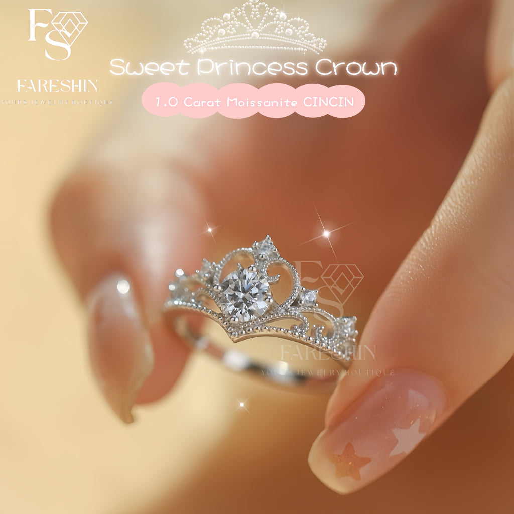 Round Cut Moissanite Princess Ring — 0.5ct, D-color, VVS1, 18K Gold Vermeil