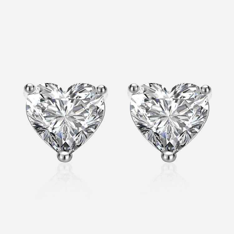 Round Cut Moissanite Heart Ring — 0.5ct, D-color, VVS1, 925 Sterling Silver