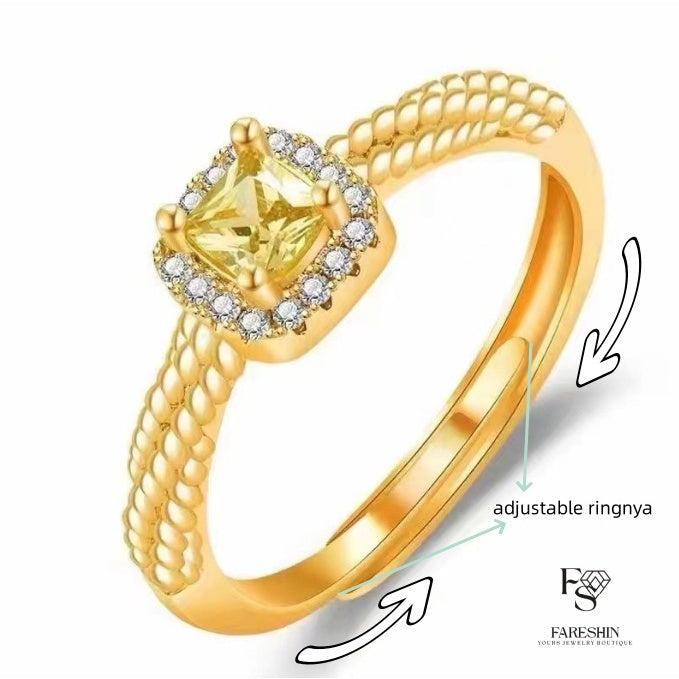 Round Cut Moissanite Square Ring — 0.5ct, D-color, VVS1, 18K Gold Vermeil