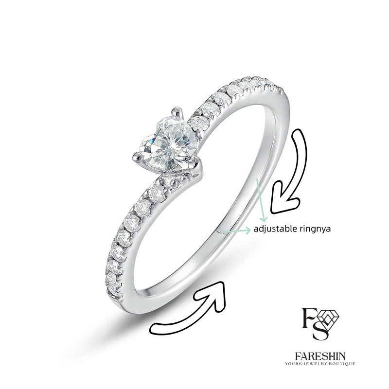 Fareshin Round Cut Heart - , D Color, Vvs1, Moissanite Ring - 0.5ct / 18K Gold Vermeil - additional product view | FARESHIN