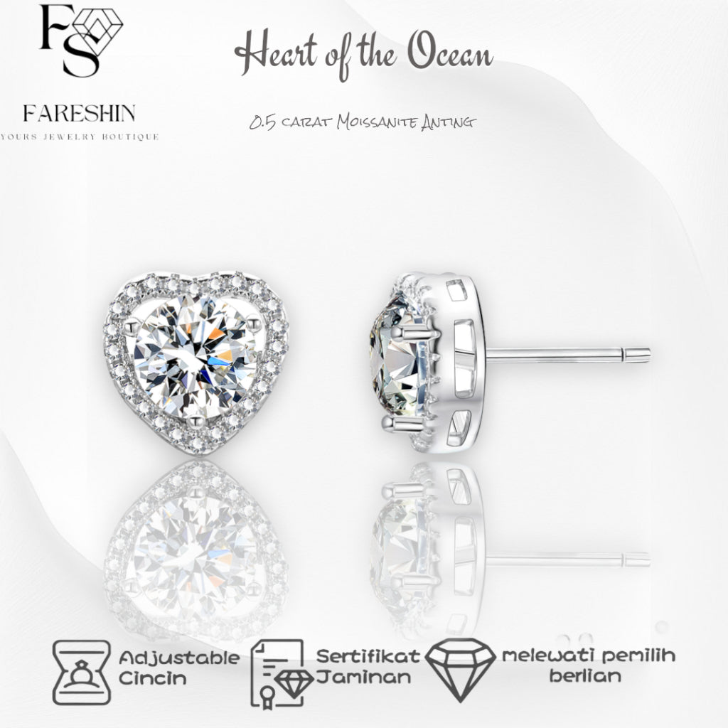 Round Cut Moissanite Heart Ring — 0.5ct, D-color, VVS1, 925 Sterling Silver