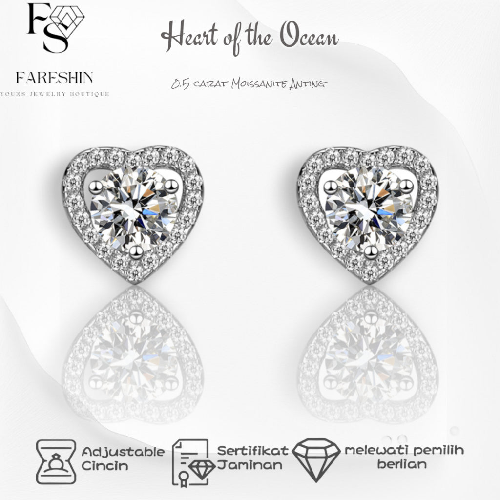 Round Cut Moissanite Heart Ring — 0.5ct, D-color, VVS1, 925 Sterling Silver