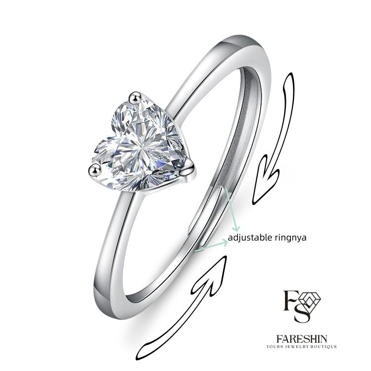 Round Cut Moissanite Heart Ring — 0.5ct, D-color, VVS1, 18K Gold Vermeil