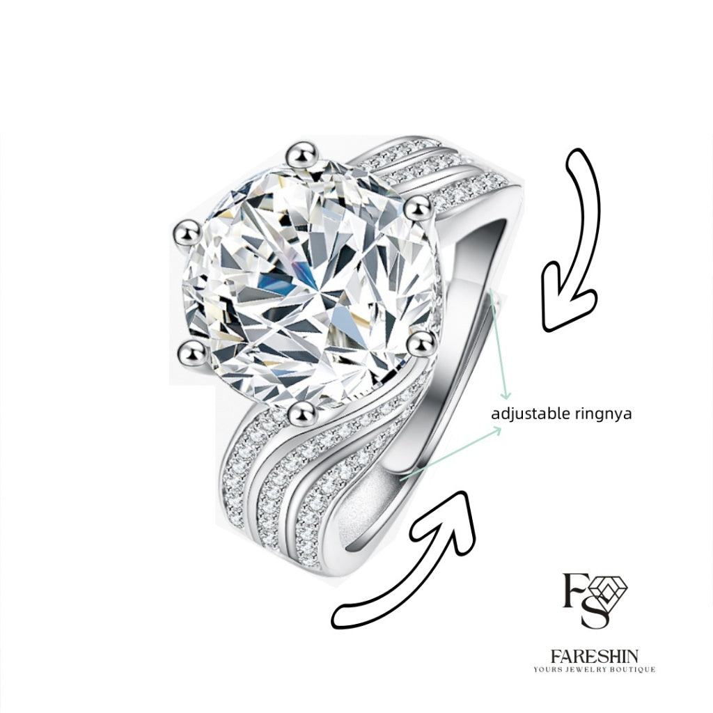 Round Cut Moissanite Heart Ring — 5.0ct, D-color, VVS1, 18K Gold Vermeil