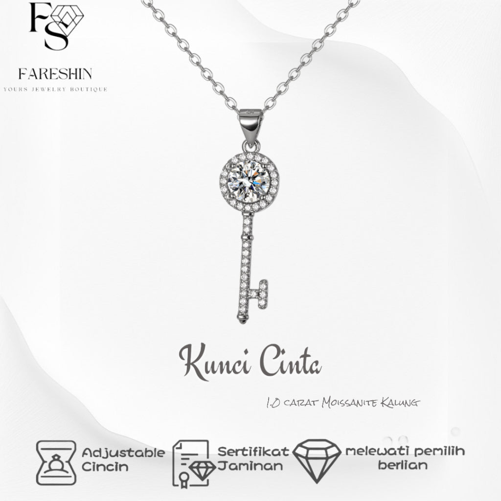 Round Cut Moissanite Heart Necklace — 0.5ct, D-color, VVS1, 925 Sterling Silver