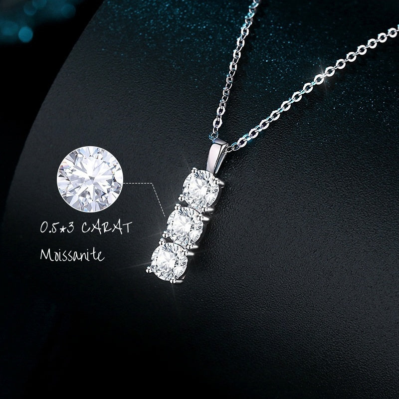 Round Cut Moissanite Star Necklace — 0.5ct, D-color, VVS1, 925 Sterling Silver