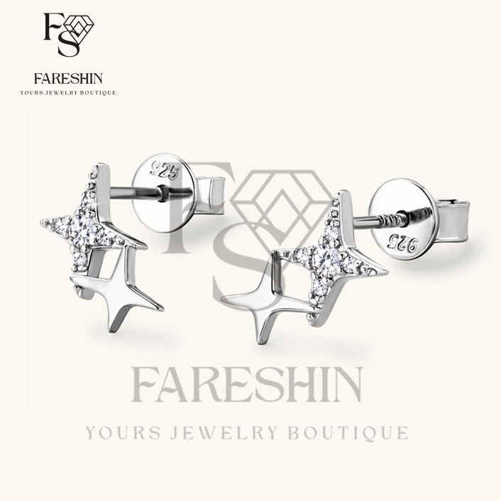 Round Cut Moissanite Star Ring — 2ct, D-color, VVS1, 925 Sterling Silver