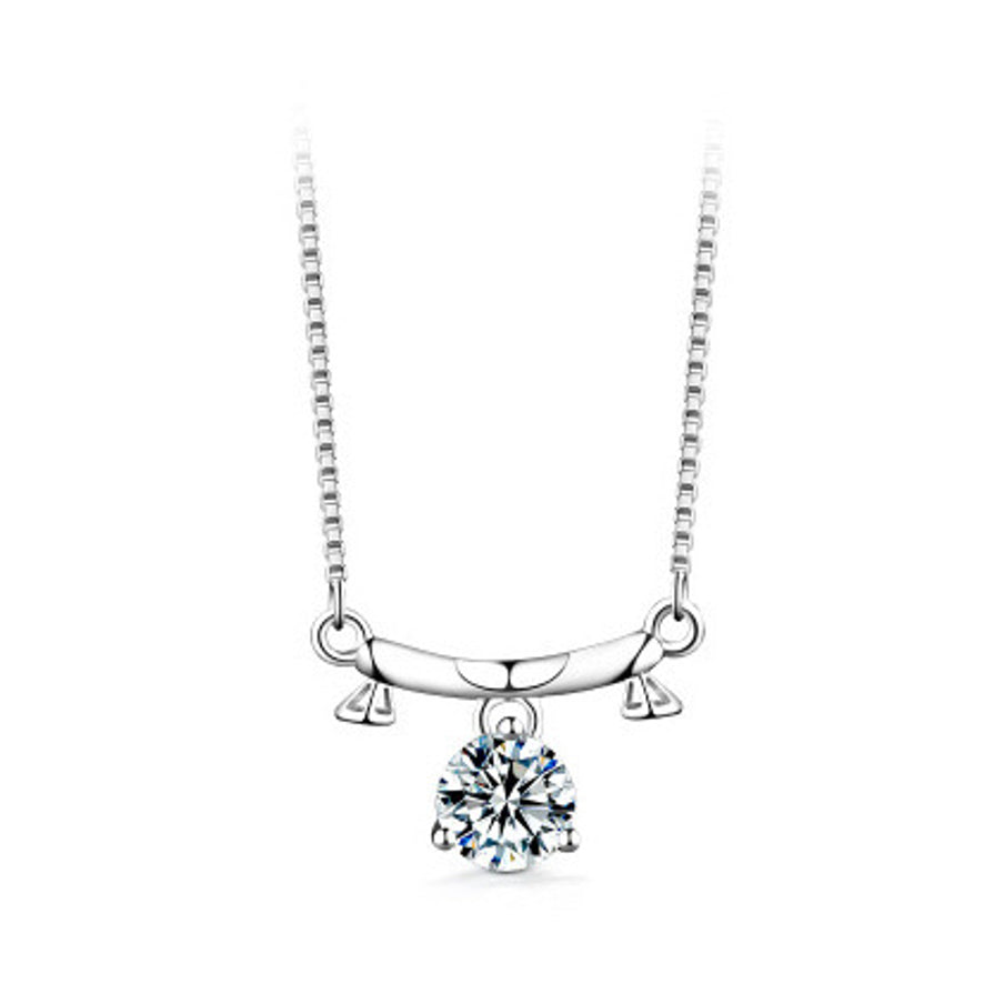 Round Cut Moissanite Classic Necklace — 0.5ct, D-color, VVS1, 925 Sterling Silver