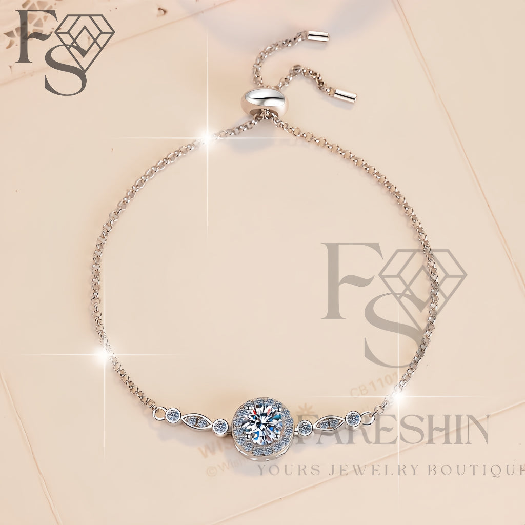 Round Cut Moissanite Star Bracelet — 1.0ct, D-color, VVS1, 925 Sterling Silver