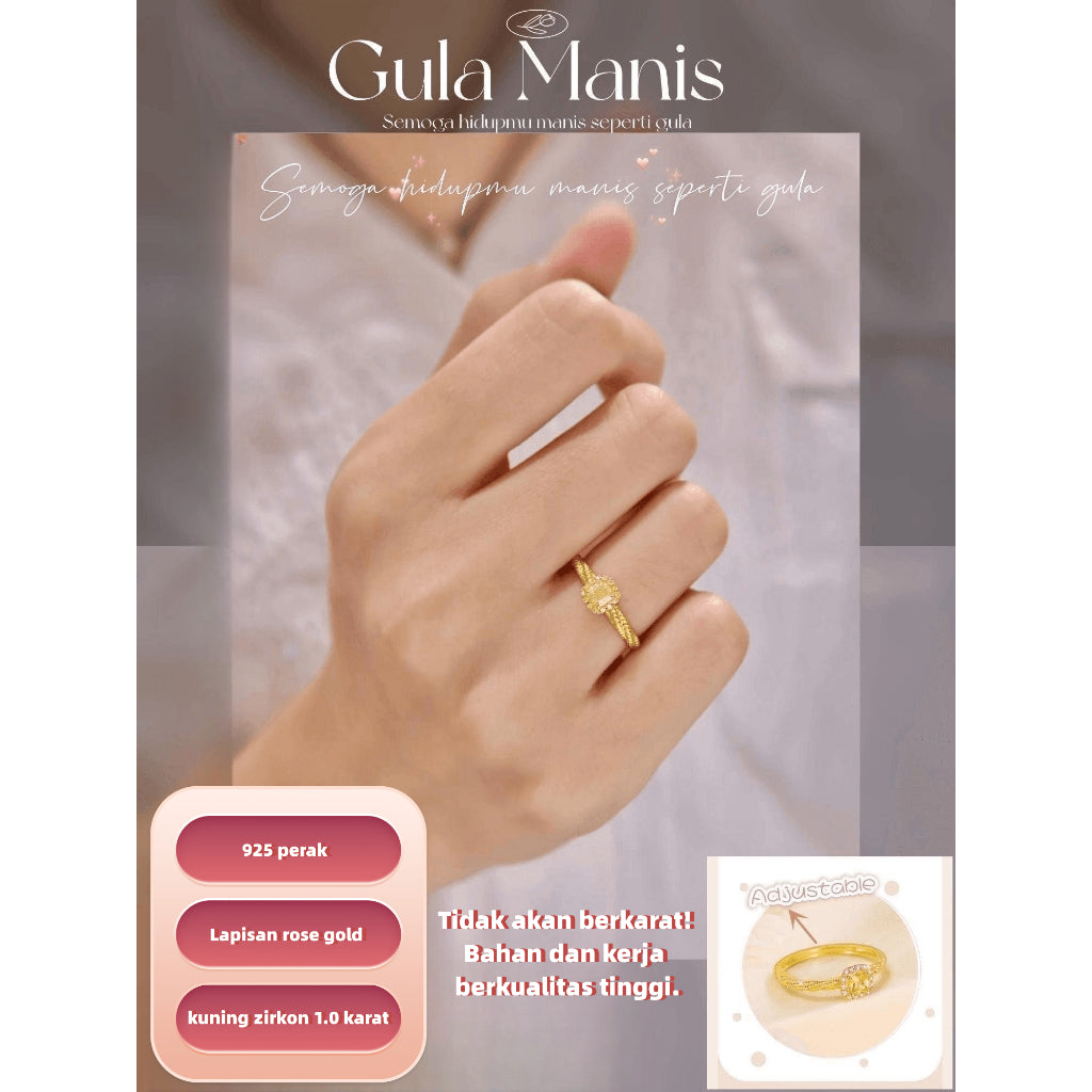 Round Cut Moissanite Square Ring — 0.5ct, D-color, VVS1, 18K Gold Vermeil