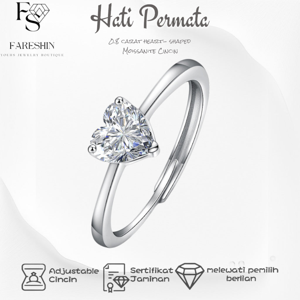 Round Cut Moissanite Heart Ring — 0.5ct, D-color, VVS1, 18K Gold Vermeil