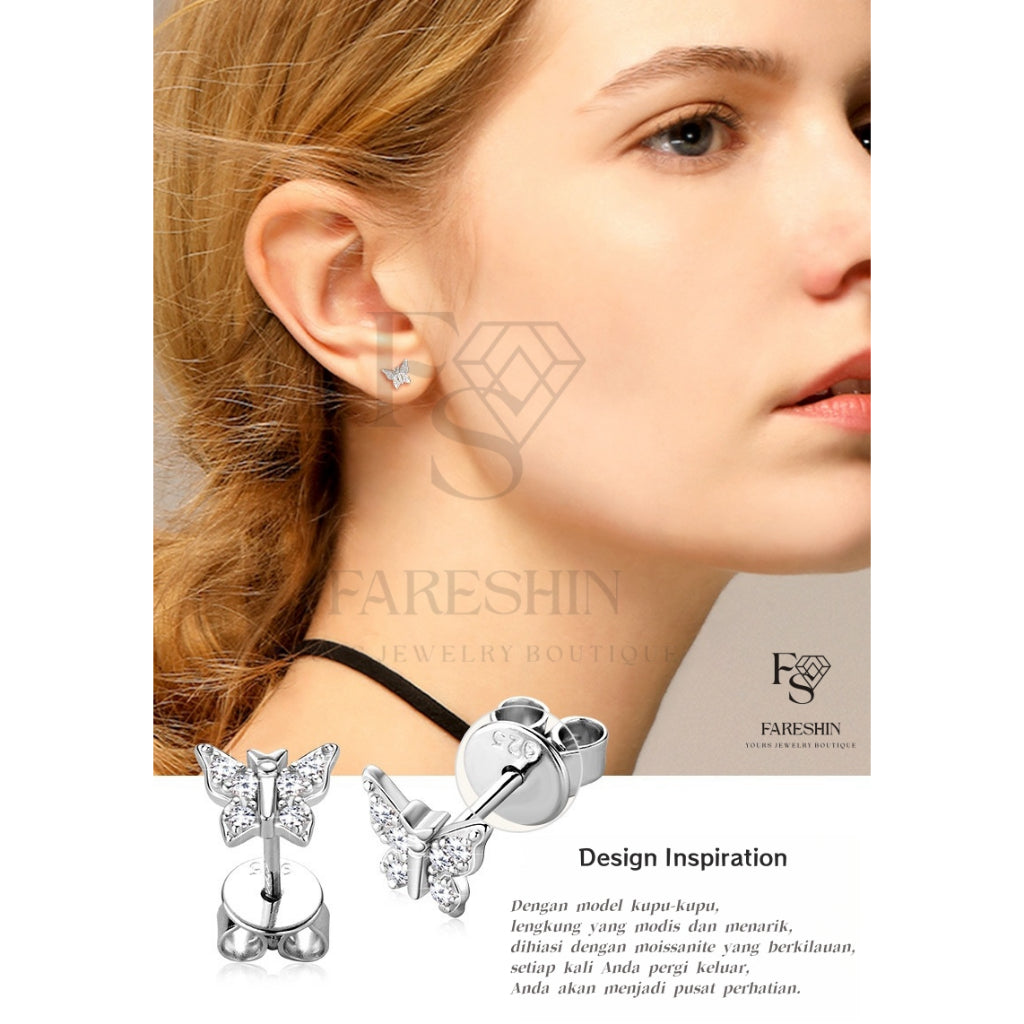 Round Cut Moissanite Butterfly Ring — 2ct, D-color, VVS1, 925 Sterling Silver