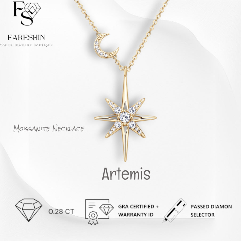 Round Cut Moissanite Classic Necklace — 0.28ct, D-color, VVS1, 925 Sterling Silver