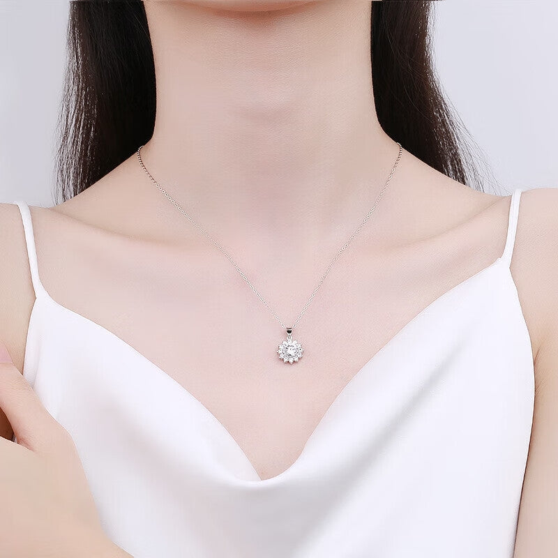 Round Cut Moissanite Classic Necklace — 0.5ct, D-color, VVS1, 925 Sterling Silver