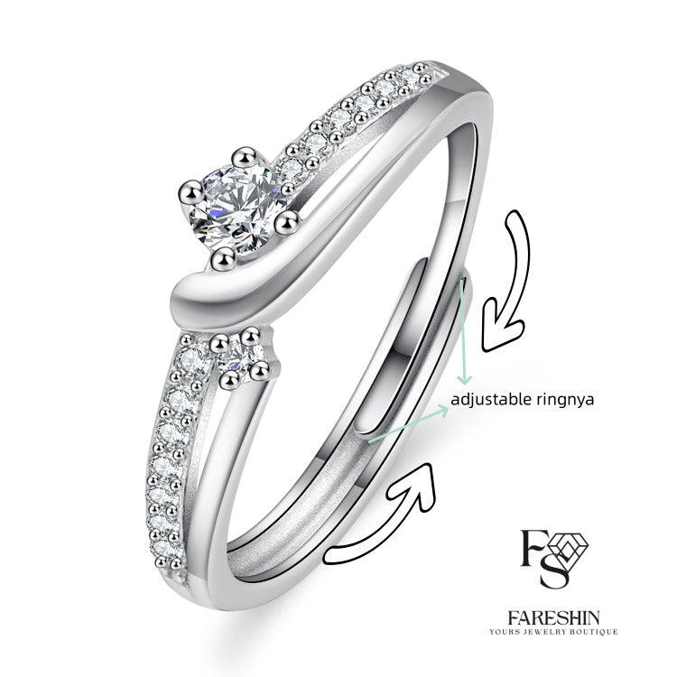 Fareshin Round Cut Classic - , D Color, Vvs1, Moissanite Ring - 0.5ct / 18K Gold Vermeil - additional product view | FARESHIN