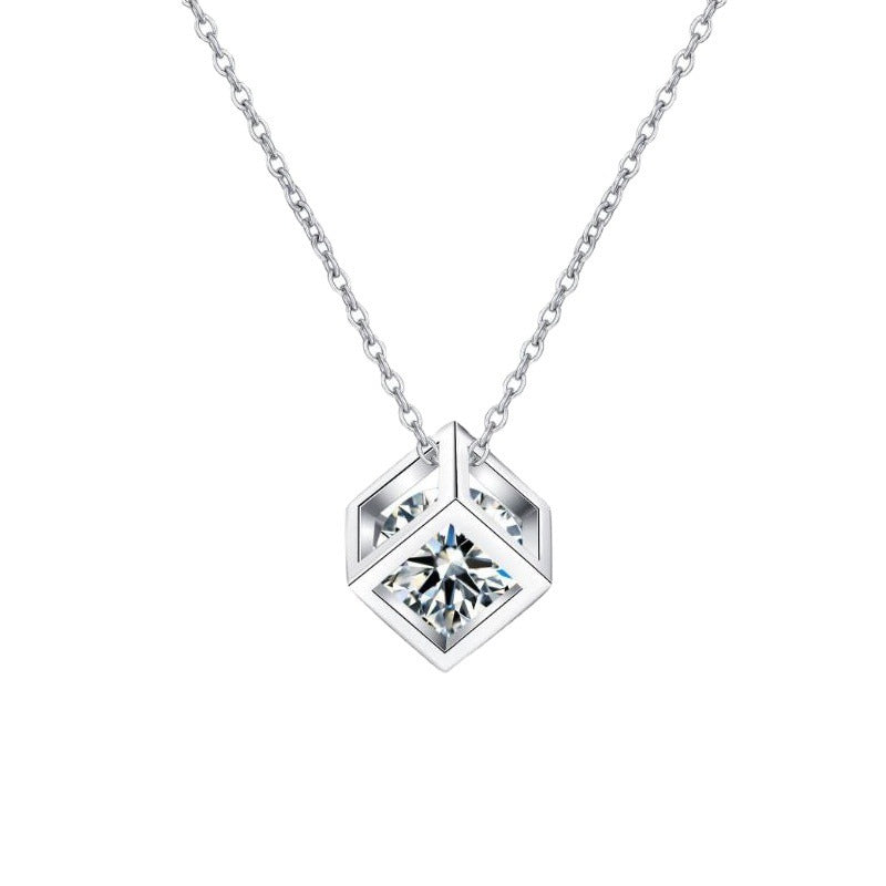 Round Cut Moissanite Classic Necklace — 0.5ct, D-color, VVS1, 925 Sterling Silver