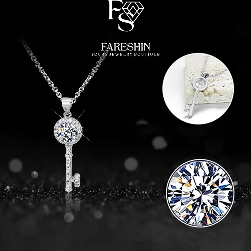 Round Cut Moissanite Heart Necklace — 0.5ct, D-color, VVS1, 925 Sterling Silver